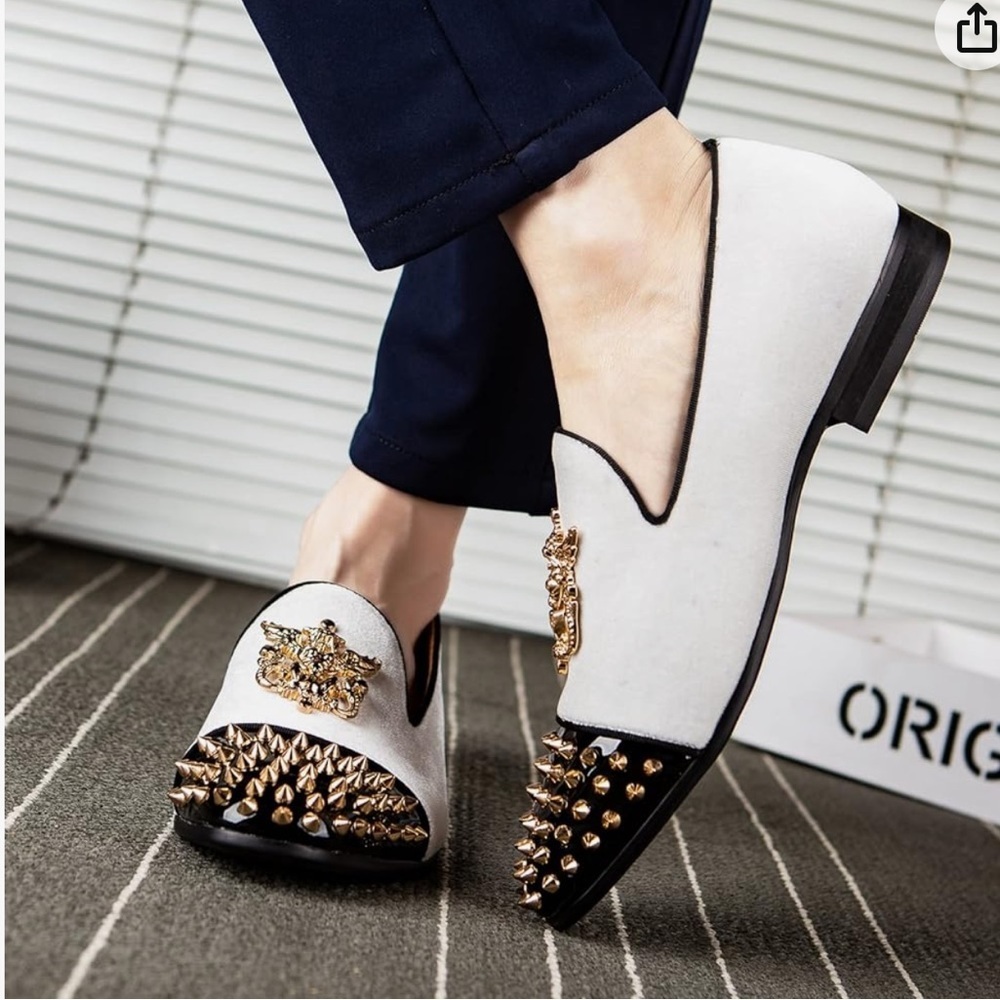 Meijiana Velvet Loafers Dress Shoes with Metal Embellishments Luxury Loafer 12